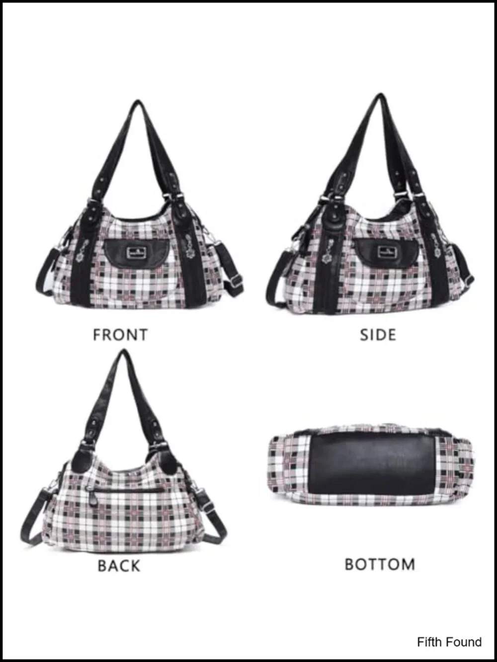 Washed PU Leather Hobo Shoulder Bag Multi Pocket Satchel Tote Purse